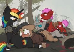 anal blood changeling clothed clothed_feral clothing cloudburst crying death equine fan_character feral forced gun horn horse hunter male mammal marsminer my_little_pony oral pony rainbow_heart ranged_weapon rape tears unicorn weapon yaoi