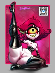 1_eye 1girls alternate_version_available anus areolae armwear black_corset black_eyes black_gloves black_thighhighs blushpanda bottomless breasts corset cyclops elbow_gloves fangs female female_only footwear full_body gloves hair hand_on_leg hazbin_hotel heels high_heels latex latex_clothing latex_gloves latex_thighhighs leg_grab leg_lift leg_up niffty nipples one_eye one_leg_raised one_leg_up orange_sclera pussy raised_leg red_hair short_hair shortstack small_breasts smile solo solo_female thick_thighs thighhighs thighs topless vagina white_body white_skin