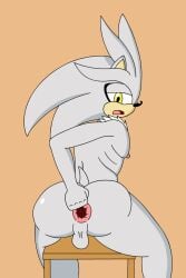1boy anal anal_fisting anal_sex animated anthro anus ass balls drreverb eulipotyphlan fisting gaping gaping_anus genitals gif half-closed_eyes hedgehog hi_res looking_back male male_only male_penetrated mammal naked narrowed_eyes nipples nude penetration rear_view sega short_tail silver_the_hedgehog simple_background solo solo_male sonic_(series) sonic_the_hedgehog_(series) tail yellow_eyes