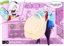 ass bones brawl_stars burp burping colette_(brawl_stars) collection digestion fat_ass gigantic_belly hd hyper hyper_belly predator/prey satisfied sharp_teeth skull skullbitee smiling struggling_prey vore vore_belly weight_gain white_hair wide_hips