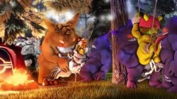 2025 3_toes 3d_(artwork) 4_fingers 5_fingers absurd_res alternative_fashion anthro anthrofied ass balls being_watched belly big_balls big_butt big_penis black_body blonde_hair bodily_fluids brown_hair campfire camping_tent clefable clothing cooking_pot cum cum_inside digital_media_(artwork) dominant double_penetration emo erection evil_grin eye_scar eyewear facial_scar fan_character feet fellatio fingers forest fur generation_1_pokemon gengar genital_fluids genitals ghost glasses glowing glowing_eyes grass grey_eyes group hair hanging_by_ankles hanging_by_wrists hat hat_only headgear headgear_only headwear headwear_only hi_res huge_cock huge_tongue kozmar leaf leaking_cum licking light looking_at_another male male/male moobs moon moonlight moonwulf mostly_nude multicolored_body musclegut muscular night nintendo nipples oral orange_body orange_fur orange_sclera orgasm overweight ozul_(moonwulf) penetration penile penis penis_lick piercing pikachu pink_body pink_hair pink_penis pink_penis_tip plant pokemon pokemon_(species) purple_body purple_fur purple_nipples questionable_consent red_sclera rodent rope rough_sex scar sex sharp_teeth sleeping smile snorlax source_filmmaker_(artwork) spirit submissive tail tail_pull tan_body teeth thick_penis thick_thighs tired_eyes toes tongue tree two_tone_body white_body yellow_body