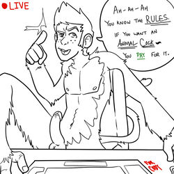 anthro beast_boy beast_boy_(young_justice) boner cyndiquill200 dc dc_comics erection freckles line_art male male_only mammal monkey nude penis primate simian solo streaming teenager tooth_gap young young_justice young_justice:_invasion