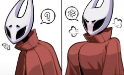 1girls ? big_breasts breasts bug cloak female flustered furry hollow_knight hollow_knight:_silksong hornet_(hollow_knight) meme red_cloak tagme