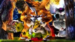 2025 3_toes 3d_(artwork) 4_fingers 5_fingers absurd_res alternative_fashion anal anthro anthrofied ass belly big_butt big_penis black_body blonde_hair bodily_fluids bracelet brown_hair clothing cooking_pot cuffs_(clothing) cum cum_inside digital_media_(artwork) emo erection evil_grin eye_scar eyewear facial_scar fan_character feet fingers forest fur generation_1_pokemon gengar genital_fluids genitals ghost glasses glowing glowing_eyes grass grey_eyes group hair hat hat_only headgear headgear_only headwear headwear_only hi_res huge_cock huge_tongue jewelry kozmar leaf leaking_cum light male male/male moobs moon moonlight moonwulf mostly_nude multicolored_body musclegut muscular night nintendo oral orange_body orange_fur orange_sclera overweight ozul_(moonwulf) penis piercing pikachu pink_hair pink_penis pink_penis_tip plant pokemon pokemon_(species) questionable_consent rimming rodent rough_sex scar sex sharp_teeth smile snorlax source_filmmaker_(artwork) spiked_bracelet spikes spirit tan_body teeth thick_penis thick_thighs tired_eyes toes tree trio two_tone_body white_body yellow_body