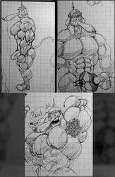 abs bobthetanuki bulge cuphead_(game) extrasizedbob male male_only mammal monochrome muscles muscular pecs rat rodent smile thong underwear werner_werman