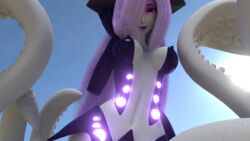 3d breasts kraken_(monster_girl_encyclopedia) looking_at_viewer monster_girl monster_girl_encyclopedia pov pov_eye_contact purple_hair tentacle white_skin