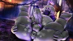 1boy 2025 3_toes 3d_(artwork) 4_fingers absurd_res anthro anthrofied anus areola ass balls belly big_areola big_balls big_penis black_sclera bodily_fluids chains crown crown_only digital_media_(artwork) fat fat_belly fat_male feet fingers gem genital_fluids genitals ghost glistening glistening_body glowing_pupils headgear headgear_only hi_res huge_balls huge_cock huge_tongue humanoid king king_boo leaking_precum logo luigi&#039;s_mansion male male_nipples male_only mario_(series) messy moobs moonwulf musk musk_cloud navel nintendo nipples nude obese obese_male on_ground overweight overweight_male penis pink_pupils precum presenting presenting_anus puffy_anus pupils purple_nipples purple_penis_tip purple_tongue royalty solo solo_focus solo_male source_filmmaker_(artwork) spread_butt spreading toes tongue white_body