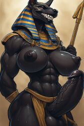 ai_generated anthro anthro_only anubian_jackal anubis areolae balls black_body breasts canine egyptian egyptian_mythology furry furry_only furrypornaddiction futa_only futanari huge_cock jackal jewelry lips muscular muscular_futa nipples penis sharp_teeth solo solo_anthro solo_futa spear teeth veiny_penis