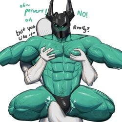 anon anonymous_male apzapuru bulge bulge_frottage bulge_rubbing bulge_through_clothing bulge_under_clothes gay grabbing grabbing_from_behind grabbing_pec grabbing_pecs hairy_chest helmet helmet_only league_of_legends masked masked_male masked_men mordekaiser pubic_hair squeezing squeezing_pec squeezing_pecs thong thong_only underwear underwear_only veiny veiny_arms veiny_muscles