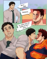 2boys angry bara beard biceps black_hair boku_no_hero_academia breasts chest chest_to_chest comic comic_page daddy dilf endeavor_(my_hero_academia) enji_todoroki facial_hair gay hunk kissing making_out male male/male male_only mature_male mlm muscle muscles muscular muscular_male my_hero_academia neck office page_1 red_hair robonavi rolled_up_sleeves scar scar_across_eye scar_on_face short_hair spiky_hair stubble suggestive tie tired tired_eyes tongue tongue_kiss tongue_out tough_guy tsukauchi_naomasa unbuttoned unbuttoned_shirt yaoi