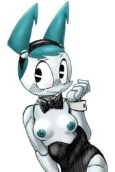 10garasi black_eyes blush breasts bunnysuit character commission hip itimu jenny_wakeman my_life_as_a_teenage_robot nickelodeon original_character playboy_bunny robot small_breasts smooth_skin soubriquetrouge tagme teenager tie topless