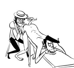 2012 2boys annoyed barber deviantart doodle gorillaz kurt_uti murdoc_niccals naked_male original_character pervert thenugeart