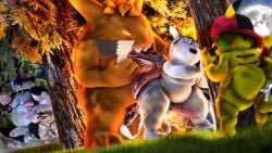 2025 3_toes 3d_(artwork) 4_fingers 5_fingers absurd_res after_orgasm alternative_fashion anal anthro anthrofied anus ass balls being_watched belly big_balls big_butt big_penis black_body blonde_hair bodily_fluids bracelet brown_hair clefable clothing cookie cuffs_(clothing) cum cum_drip cum_from_ass cum_in_ass cum_inside cum_while_penetrated digital_media_(artwork) dizzy_eyes dominant dripping ejaculation emo erection evil_grin eye_scar eyewear facial_scar fan_character feet fingers food forest fur gaping gaping_anus generation_1_pokemon gengar genital_fluids genitals ghost glasses glowing glowing_eyes grass group hair hat hat_only headgear headgear_only headwear headwear_only hi_res huge_balls huge_cock huge_tongue jewelry kozmar leaf leaking_cum licking light looking_at_another macaron_(food) male male/male moobs moon moonlight moonwulf mostly_nude multicolored_body musclegut muscular night nintendo orange_body orange_fur orange_sclera overweight ozul_(moonwulf) penetration penis piercing pikachu pink_body pink_hair pink_penis pink_penis_tip plant pokemon pokemon_(species) questionable_consent rodent rough_sex scar sex sharp_teeth smile snorlax source_filmmaker_(artwork) spiked_bracelet spikes spirit submissive tan_body teeth thick_penis thick_thighs toes tongue tree trio two_tone_body white_body yellow_body