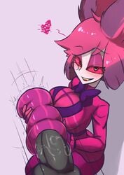 1boy 1girls alastor_(hazbin_hotel) alastoria_(hazbin_hotel) female female_alastor_(hazbin_hotel) fleshlight handjob hazbin_hotel horns red_hair rule_63 sharp_teeth straight_hair tagme unseen_male_face usagi_star vivienne_medrano