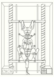 balls bit_gag black_and_white blindfold bondage bound canine cum fennec feral forced fox fucking_machine fully_bound gag knedit lionsilverwolf machine mammal monochrome penis precum sex_machine sex_toy shock_collar testicles urethral vibrator