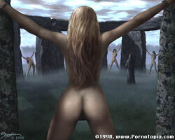 1990s 1998 1boy 20th_century 4:3_aspect_ratio 4girls artist_signature ass blonde_hair blonde_hair_female bondage ceremony chained clothed_male_nude_female cloudy_sky completely_nude_female copyright_symbol druid female grass green_grass human human_only light-skinned_female light_skin long_blonde_hair long_hair long_hair_female multicolored_sky nude nude_female offering outdoor_nudity outdoors pornotopia public_nudity pussy religious restrained ritual sagemonn spread_eagle stationary_restraints stone_circle stonehenge uncensored unseen_female_face unseen_male_face waist_length_hair web_address