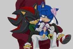 accessory anal anal_sex blush chair clothed clothing crossdressing cum cum_in_ass cum_inside cum_on_penis duo erection fur garugirosonicshadow gay green_eyes hedgehog legwear male mammal on_top orgasm penetration penis red_eyes reverse_cowgirl_position sex shadow_the_hedgehog smile sonadow sonic_(series) sonic_the_hedgehog stockings video_games yaoi