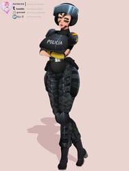 1girls body_armor camouflage facepaint female female_only helmet large_breasts law-zilla mira_(rainbow_six) rainbow_six rainbow_six_siege solo spanish_flag tagme tom_clancy wide_hips