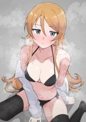 1girls arm_support bare_belly bare_chest bare_hands bare_hips bare_midriff bare_navel bare_shoulders bare_skin bare_thighs belly belly_button black_bra black_legwear black_panties black_stockings black_thigh_highs black_thighhighs black_underwear blue_eyes blue_eyes_female blush blush_face blushing_at_viewer blushing_female blushing_lines bra breasts brown_eyebrows brown_hair brown_hair_female calves cleavage collarbone digital digital_art digital_drawing digital_drawing_(artwork) digital_media digital_media_(artwork) embarrassed embarrassed_expression embarrassed_female exposed_belly exposed_chest exposed_hips exposed_midriff exposed_navel exposed_shoulders exposed_skin exposed_thighs eyebrows_visible_through_hair female female_focus female_only fingers flustered flustered_female full_body ginger ginger_hair groin hair_between_eyes hair_clip hair_clips hairclip hairclips half_naked half_nude high_resolution highres hourglass_figure lean_figure legs legwear long_hair looking_at_viewer medium_breasts midriff naked naked_female naked_shirt naked_woman narrow_waist navel nude nude_female nudity open_clothes open_clothing open_shirt open_topwear orange_eyebrows orange_hair orange_hair_female panties semi_nude shirt shoulders side-tie_panties simple_background sitting sitting_on_floor sitting_on_ground slender_body slender_waist slim_waist solo stockings thick_thighs thigh_highs thighhighs thighs tori_no_shigure_ni unbuttoned unbuttoned_shirt underwear wariza white_shirt white_topwear wide_hips zettai_ryouiki