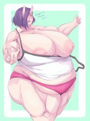 1girls breast_slip elf-san_wa_yaserarenai fat fat_female fat_fetish female gorgeouswaifudom muscular muscular_female oga ogre ogre_girl plus-sized_elf strongfat