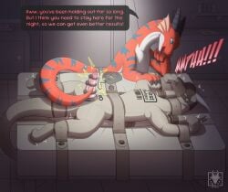 absurd_res accessory angels_with_scaly_wings animal_only anna_(angels_with_scaly_wings) bed blindfold bondage bound claws clothing cock_ring cock_ring_vibrator dragon duo electricity electrostimulation erection female feral furniture genitals green_eyes hi_res horn jewelry laboratory male male/female muzzle_(object) muzzled mythological_creature mythological_scalie mythology n1k0 on_bed penetration penile penis penis_accessory penis_jewelry plug_(sex_toy) red_body restraints ring_vibrator scalie sensory_deprivation sex_toy sounding_rod tail trapped urethral urethral_penetration urethral_plug vibrator vibrator_on_penis