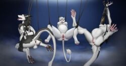 2018 absurd_res ahe_gao amara anthro anus arms_behind_back artificial_arm artificial_limb ass balls big_breasts big_butt blue_eyes bondage bound breasts claws clitoral_hood clitoris digital_media_(artwork) epsilon feline female femsub fur green_eyes hair heterochromia hi_res lion looking_pleasured male male_and_female_subs malesub mammal mature_female milothedevious multiple_girls multiple_subs nipples nude open_mouth pregnant prehensile_clitoral_hood pussy robotic_arm saber_(firestorm3) sergal smile suspension thick_thighs tongue tongue_out voluptuous wide_hips