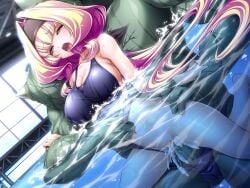 1boy azarin_(exs-tia) blonde_hair blue_one-piece_swimsuit blush breasts censored cleavage closed_eyes clothes_pull clothing_aside colored_skin competition_swimsuit covered_nipples cum cum_in_pussy dutch_angle female game_cg green_skin hair_intakes hairband headband indoors inoino kouyoku_senki_exs-tia large_breasts large_variant_set long_hair mosaic_censoring non-web_source official_art one-piece_swimsuit one-piece_swimsuit_pull open_mouth orc partially_submerged penis pool pussy rape scar school_swimsuit sex sex_from_behind solo_focus sportgil straight swimsuit swimsuit_aside tears vaginal_penetration variant_set very_long_hair water wet