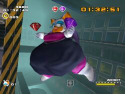 1girls bat chaos_emerald concerned echoednewt fake_screenshot fat flying low_poly morbidly_obese obese overweight rouge_the_bat sonic_(series) sonic_adventure_2 sonic_the_hedgehog_(series)