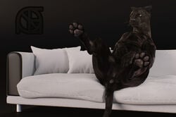 1animal 3d anus cosmiclife feline female flat_chested looking_at_viewer mammal panther pawpads paws pinup pose pussy semi-anthro sofa spread_legs spreading whiskers