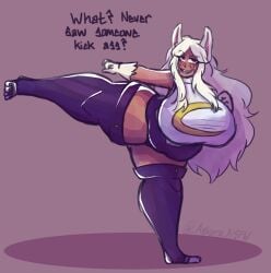 1girls askora breasts bunny_ears bunny_girl curvy curvy_female curvy_figure dark-skinned_female dark_skin fat female huge_breasts long_legs miruko my_hero_academia one_leg_raised one_leg_up rumi_usagiyama thick_thighs thighs white_hair