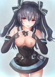 breasts cum dress neptunia_(series) nipples no_bra open_shirt suterisu torn_clothes uni_(neptunia)