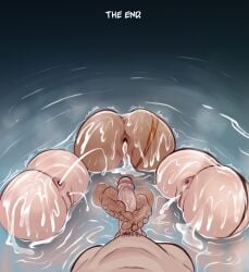 1boy 3girls after_anal after_gangbang after_orgy after_sex after_vaginal anal anus arachnart ass ass_focus barefoot big_ass bleach cum_in_ass cum_in_pussy cum_inside cum_leaking_out_of_anus cum_leaking_out_of_pussy cum_squirt dark-skinned_female feet feet_on_penis female foot_fetish footjob kuchiki_rukia light-skinned_female light-skinned_male male multiple_girls partially_submerged penis rukia_kuchiki sex shihouin_yoruichi soifon squirting_cum sui-feng text unseen_female_face unseen_male_face voluptuous voluptuous_female water yoruichi_shihouin