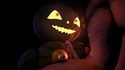 2018 3d anthro big_breasts breasts erection female five_nights_at_freddy's food food_creature fruit halloween holidays humanoid jack-o'-lantern jack_o_pumpkin_(fnaf) male mommafrederika nipples nude open_mouth outercourse paizuri penis plant plant_humanoid pumpkin pumpkin_head sex simple_background smile