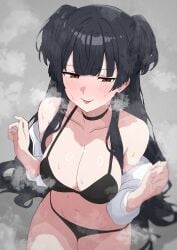 1girls bare_belly bare_chest bare_hands bare_hips bare_legs bare_midriff bare_navel bare_shoulders bare_skin bare_thighs belly belly_button big_breasts black_bra black_choker black_hair black_hair_female black_panties black_underwear blush blush_face blushing_at_viewer blushing_female blushing_lines bra breasts breath breathing brown_eyes brown_eyes_female busty busty_female busty_girl busty_teen choker cleavage closed_mouth_smile collarbone curvaceous curvaceous_body curvaceous_female curvaceous_figure curvaceous_hips curvy curvy_body curvy_female curvy_figure curvy_hips digital digital_art digital_drawing digital_drawing_(artwork) digital_media digital_media_(artwork) embarrassed embarrassed_expression embarrassed_female embarrassed_underwear_female exposed_belly exposed_chest exposed_hips exposed_legs exposed_midriff exposed_navel exposed_shoulders exposed_skin exposed_thighs eyebrows_visible_through_hair female female_focus female_only fingers flustered flustered_female grey_background groin hair_between_eyes half-closed_eyes half_naked half_nude high_resolution highres horny horny_expression horny_eyes horny_female horny_smile hourglass_figure idolmaster idolmaster_shiny_colors large_boobs large_breasts lean_figure long_hair looking_at_viewer mayuzumi_fuyuko midriff naked naked_female naked_shirt naked_woman narrow_waist navel nude nude_female nudity open_clothes open_clothing open_shirt open_topwear panties plump_breasts semi_nude shirt shoulders simple_background sitting slender_body slender_waist slim_waist smile smiley_face smiling smiling_at_viewer smirk solo steaming_breath steamy_breath sweat sweatdrop sweating sweaty sweaty_belly sweaty_body sweaty_breasts sweaty_chest sweaty_face sweaty_female teen_girl teenage_girl teenage_tits teenager thick_thighs thighs tongue tongue_out tori_no_shigure_ni unbuttoned unbuttoned_shirt underwear upper_body white_shirt white_topwear wide_hips young_female young_woman