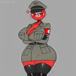 1girls amogus among_us_reference anger_vein angry_face big_ass big_breasts breasts clothed clothing countryhumans countryhumans_girl curvy female female_only holding_breast kak0yt0_chel nazi_germany_(countryhumans) simple_background solo tagme thick thick_ass thick_thighs tremble_lines