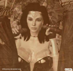 1girls 2girls 3d army b69 black_hair dc_comics diana_prince erection female handjob imminent_oral monochrome oral penis unseen_male_face wonder_woman wonder_woman_(series)