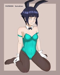 1girls black_legwear breasts bunny_costume bunny_ears bunny_girl bunnysuit feet female female_only gloves hyuuga_hinata hyuuga_hinata(genin) kneeling naruto naruto_(classic) pantyhose setrakian short_hair sitting small_breasts smile solo toes watermark white_eyes young