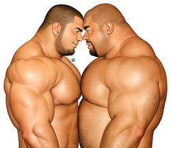 2boys bara cute face_to_face gay human japanese jiraiya_(artist) male male_only muscles muscular realistic yaoi