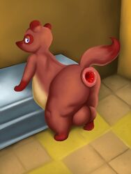 animal_crossing anthro anus ass barefoot bent_over big_testicles blue_eyes fur furry gaping gaping_anus looking_at_viewer looking_back male male_focus male_only mammal monsterblender nintendo nude presenting presenting_anus presenting_hindquarters procyonid raccoon slightly_chubby solo testicles thick_thighs tom_nook