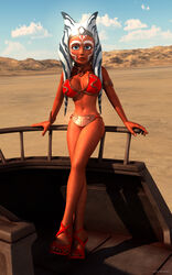 1girls 2015 3d ahsoka_tano alien alien_girl alternate_version_available armband artist_name balcony bantha-ii_cargo_skiff bare_shoulders big_breasts blue_eyes bracer busty choker curvy eyelashes female female_only front_view high_heels hourglass_figure humanoid kondaspeter looking_at_viewer mammal marking metal_bikini open_toe_shoes orange_skin outdoor outside pose posing sci-fi science_fiction scifi shadow shiny shiny_skin slave_ahsoka slave_bikini solo solo_female standing star_wars star_wars_rebels tatooine togruta voluptuous wide_hips