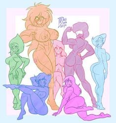 2018 6+girls 7girls abs amethyst_(steven_universe) ass breasts cartoon_network casual crystal_gem exposed_ass exposed_breasts exposed_pussy feet female female_only garnet_(steven_universe) gem_(species) gem_fusion group huge_breasts jasper_(steven_universe) lapis_lazuli_(steven_universe) multiple_girls muscular partially_colored pearl_(steven_universe) peridot_(steven_universe) pose sketch steven_universe stevonnie targetmaster thick_thighs wide_hips