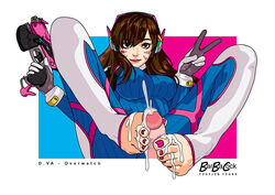 barbacock cum cum_on_feet cum_on_toes d.va feet foot_fetish foot_focus footjob footjob_with_legwear nail_polish overwatch painted_nails pink_nail_polish pink_nails pink_toenails toe_scrunch toes v