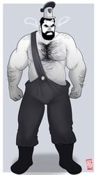 bara disney doctor_anfelo hairy_chest human kingdom_hearts male male_only monochrome peg-leg_pete public_domain solo