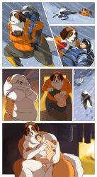 1boy 1boy1girl 1girls 2016 anthro aoino_broome belly big_belly big_breasts blush bra breasts canid canine canis carrying_another clothing comic cuddling domestic_dog duo female female_on_human fire fluffy furry happy hi_res hug human human_on_anthro interspecies larger_anthro larger_female male male/female male_on_anthro mammal molosser mountain_dog navel nipples obese overweight panties piggyback rescue saint_bernard size_difference smaller_human smaller_male snow underwear undressing white_bra white_clothing white_panties white_underwear wholesome wholesome_hug wholesome_nudity