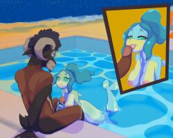 5:4 anthro aquatic ass beach bovid brand_new_animal breasts burundanga caprine cetacean dolphin duo erection female genitals hair halloween hi_res holidays izzy_(blubunny82) licking male male/female mammal nina_flip nipples nude oral outside penile penis penis_lick poolside sand sea sex sheep sitting sky smile star starry_sky studio_trigger swimming_pool tail tongue toothed_whale water