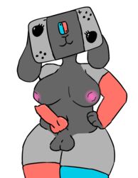 1futa animal_genitalia animal_penis animate_inanimate anthro balls canine canine_penis cawcawcawmeow dickgirl furry futanari genitals gynomorph hand_on_hip herm intersex mammal penis slightly_chubby solo switch_dog thick_thighs