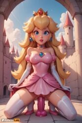 1girls ai_generated artist_name ass_visible_through_thighs bare_shoulders blonde_hair blue_eyes blush breasts castle choker clothes_lift cloud collarbone crown day dildo dildo_in_pussy dildo_insertion dildo_riding dress earrings elbow_gloves female female_masturbation female_only full_body gloves gumroad_username hi_res high_heels jewelry kneeling lifted_by_self lips long_hair looking_at_viewer mario_(series) masturbation medium_breasts nintendo no_panties object_insertion outdoors parted_lips patreon_logo patreon_username pink_dress pink_footwear pink_lips princess_peach pussy pussy_juice rule34lab sky solo sphere_earrings spread_legs strapless strapless_dress super_mario_bros. thighhighs uncensored vaginal_insertion vaginal_masturbation vaginal_object_insertion vaginal_penetration watermark web_address white_gloves white_thighhighs