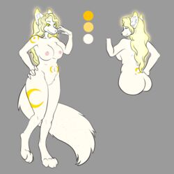 2016 4_toes 5_fingers anthro arctic_fox areola ass big_breasts blonde_hair breasts canine closed_eyes digital_media_(artwork) eyebrows female fox fur hair humanoid_hands long_hair looking_at_viewer mammal markings model_sheet multicolored_fur nipples nude paws solo strawberrycucumber toes valesti