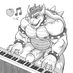 1boy 1furry 1male abs anthro balls black_and_white bowser chest erect_cock erect_dick erect_nipples erect_penis erection male_only mario_(series) movie_reference navel nipples pecs penis piano playing_piano seated solo solo_male super_mario_bros. super_mario_bros._(2023_film) tagme torinohito veins_on_cock veins_on_dick veins_on_penis winking