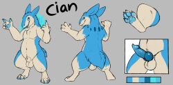 2019 animal_genitalia animal_penis anthro balls blue_body blue_eyes blue_fire blue_penis canine_genitalia canine_penis cian_(mayday213) close-up colored_fire cutaway erection fire front_view fully_sheathed generation_2_pokemon genitals grey_background knot knotted_penis looking_at_viewer looking_back looking_back_at_viewer male male_anthro mintyderg model_sheet nintendo nude nude_anthro nude_male open_mouth open_smile pawpads penis pokemon pokemon_(species) rear_view sheath simple_background smile solo standing tail tan_body teeth typhlosion